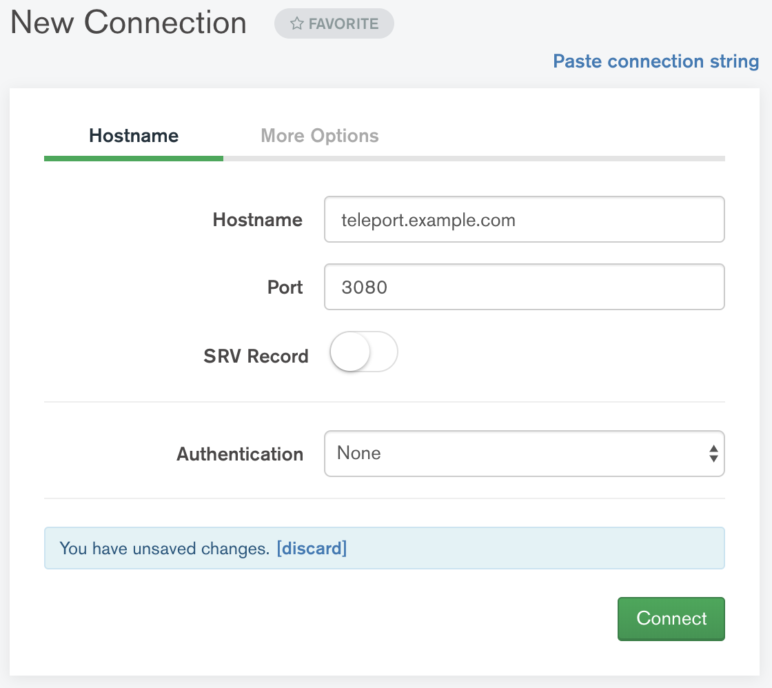 MongoDB Compass hostname