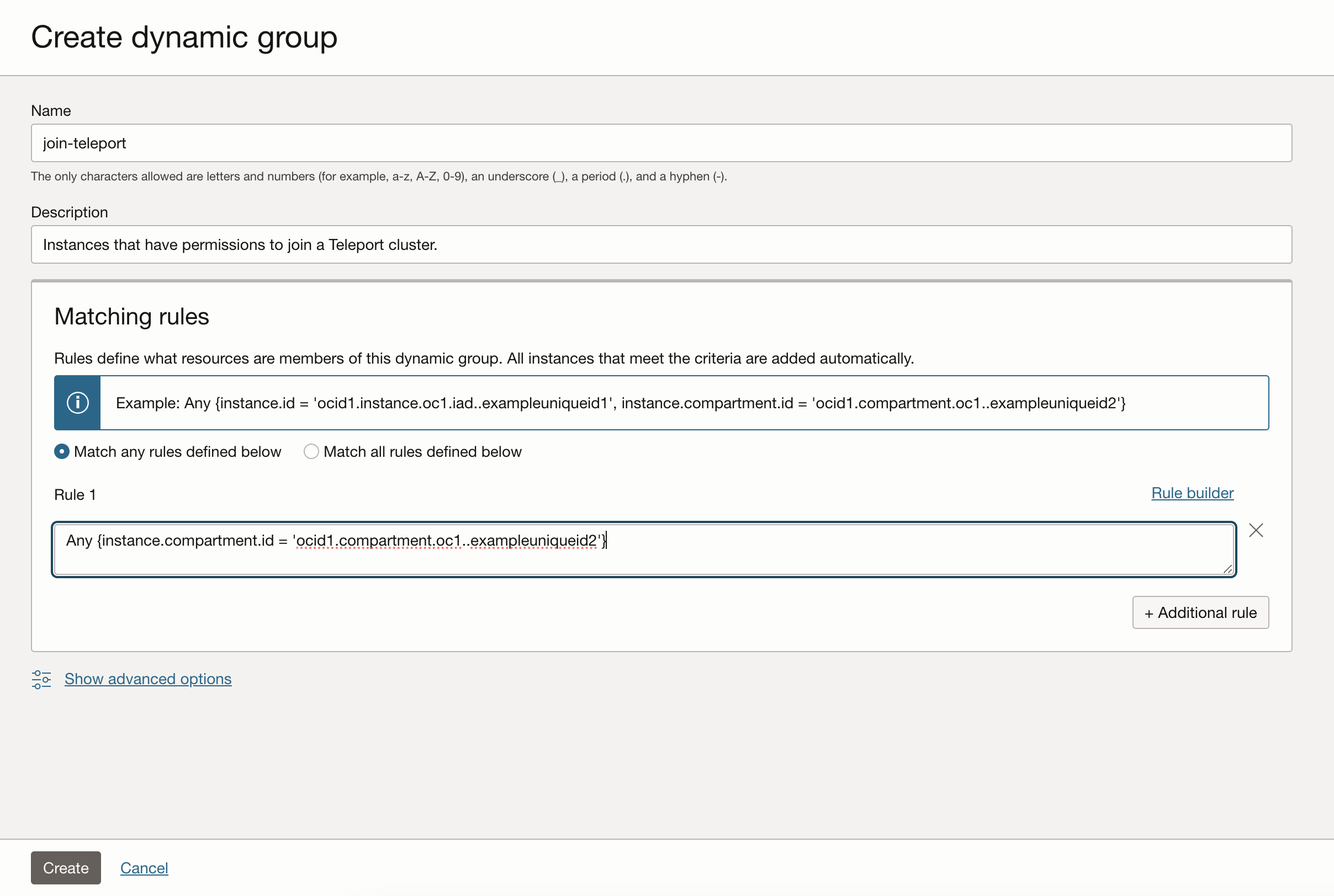 Create dynamic group